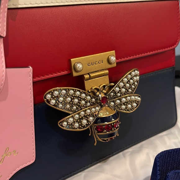 Gucci Queen Margaret Bee Blind For Love Leather Shoulder Bag - Picture 2 of 2